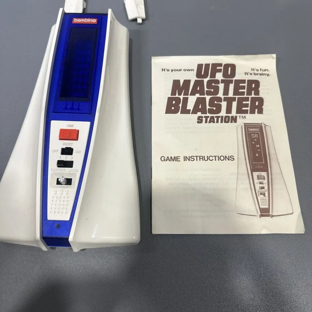 Bambino UFO Master Blaster Station Handheld Game W/ Box Manual Tested Fast Ship